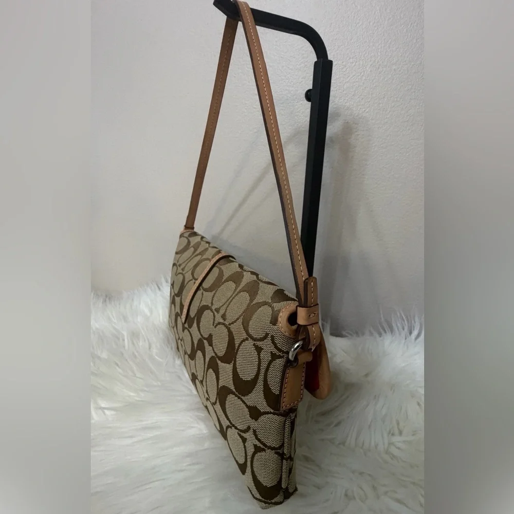 Coach Vintage Tan and Brown Signature Shoulder Bag # 6348
